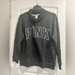 NEW NIP VS PINK Victoria Secret‎ black cowl neck crop crew sweatshirt L large
